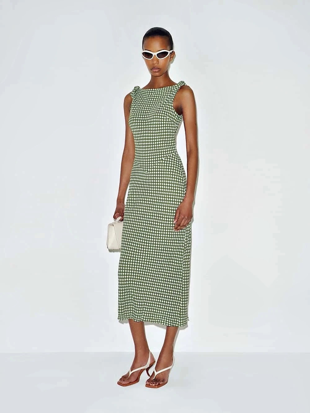 Reformation Sorrel Dress Floral Midi Green & White Medium - Picture 6 of 8